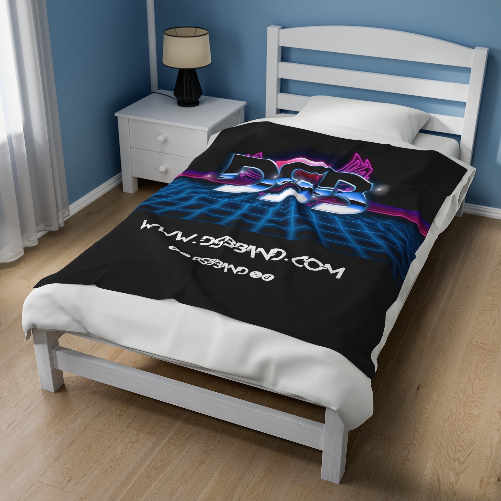 DSB Black Synthwave Velveteen Plush Blanket My Store